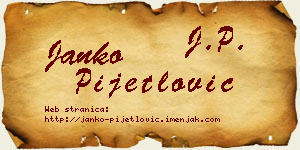 Janko Pijetlović vizit kartica